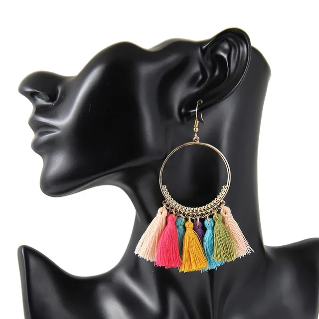Multicolored Pompom Earrings Trendy Statement Fashion Earrings Rope Tassel Drop Multicolored Pompom Earrings Trendy Statement Fashion Earrings Rope Tassel Drop