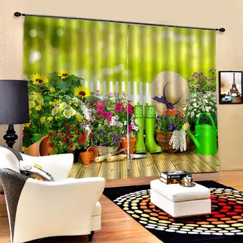 

Spring Beautiful scenery Windows Curtains Thin for Living Room Bedroom Decorative Kitchen Curtains Drapes Treatments Customized