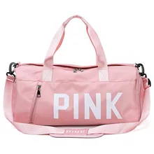 Pink Casual Sports Fitness Bag Large Capacity Dry and Wet Separation Women Shoulder Travel Bag Waterproof Portable Nylon Handbag
