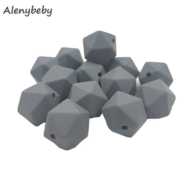 50pc 17mm Silicone Teether Beads Safe Icosahedron Shaped Candy Mix Color Teething Silicone Bead Toy BPA Free DIY Necklace Making - Цвет: Dim gray