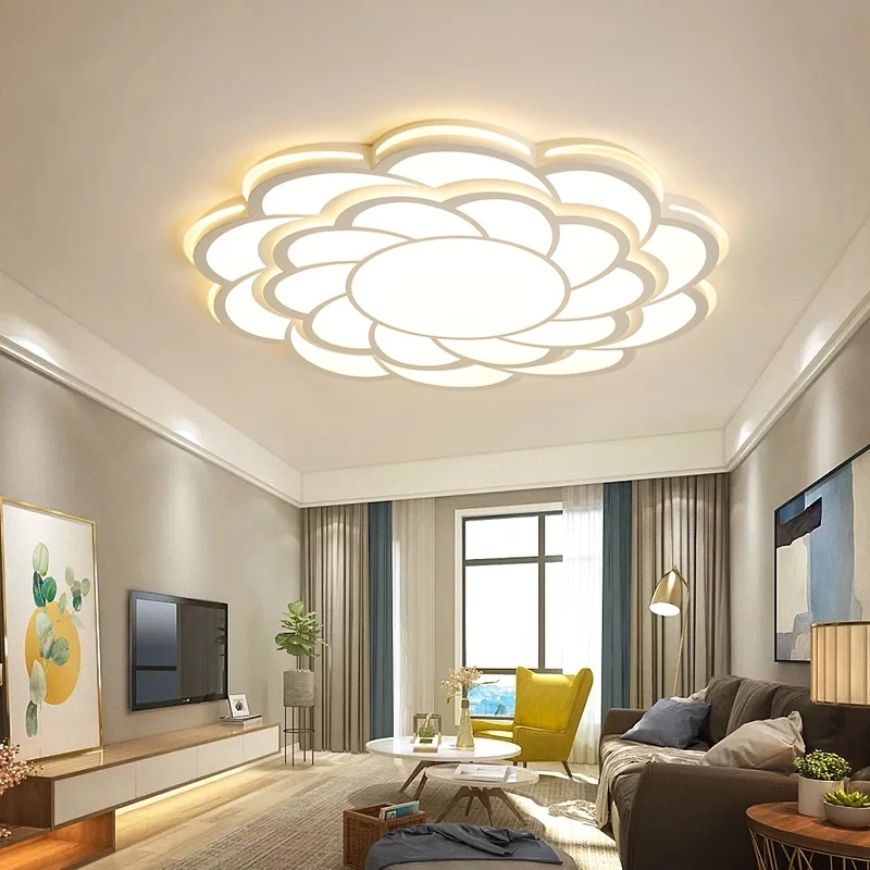 

White Finish Surface Mounted Modern Led Chandelier lamparas de techo Round acrylic Chandelier fixtures 110V 220V