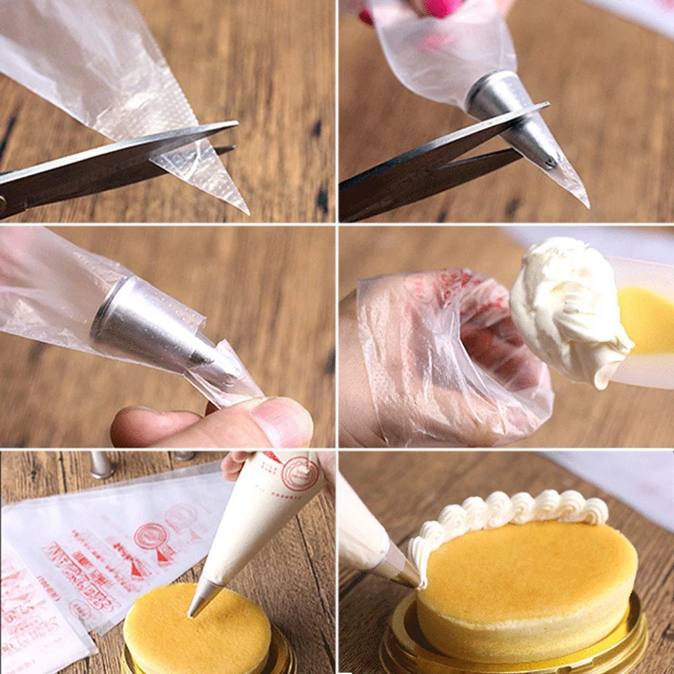 Transhome Pastry Bag 50pcs/roll Transparent Disposable Tear-away Thicken Icing Piping Cake BagFondant Cake Decorating Pastry Tip