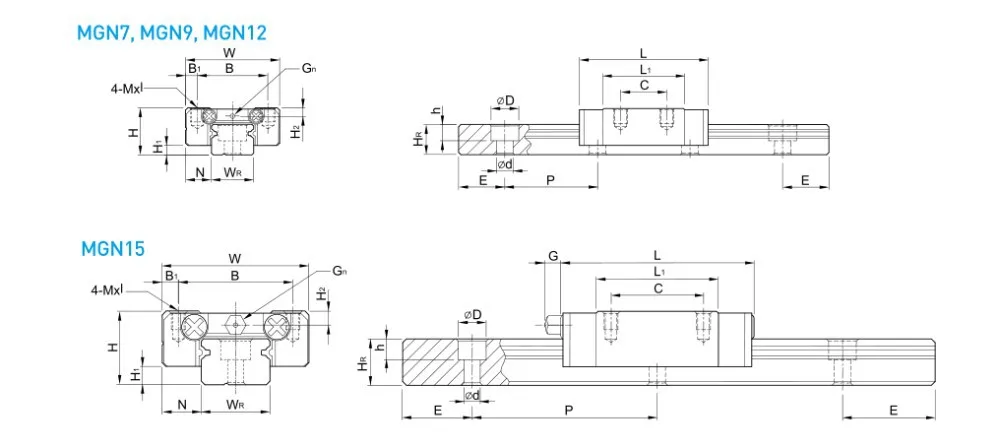 12 мм линейной направляющей MGN12 100 150 200 250 300 350 400 450 500 550 600 700 800 1000 мм+ MGN12H или MGN12C блок 3d принтер с ЧПУ