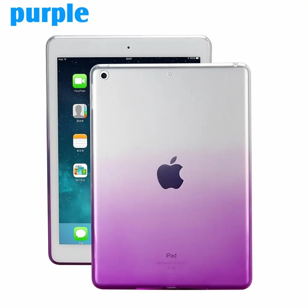 Чехол для iPad 9,7 дюймов /, PU мягкая резина+ градиент цвета чехол для iPad / выпуска A1822/A1823/A1893/1954 - Цвет: Фиолетовый
