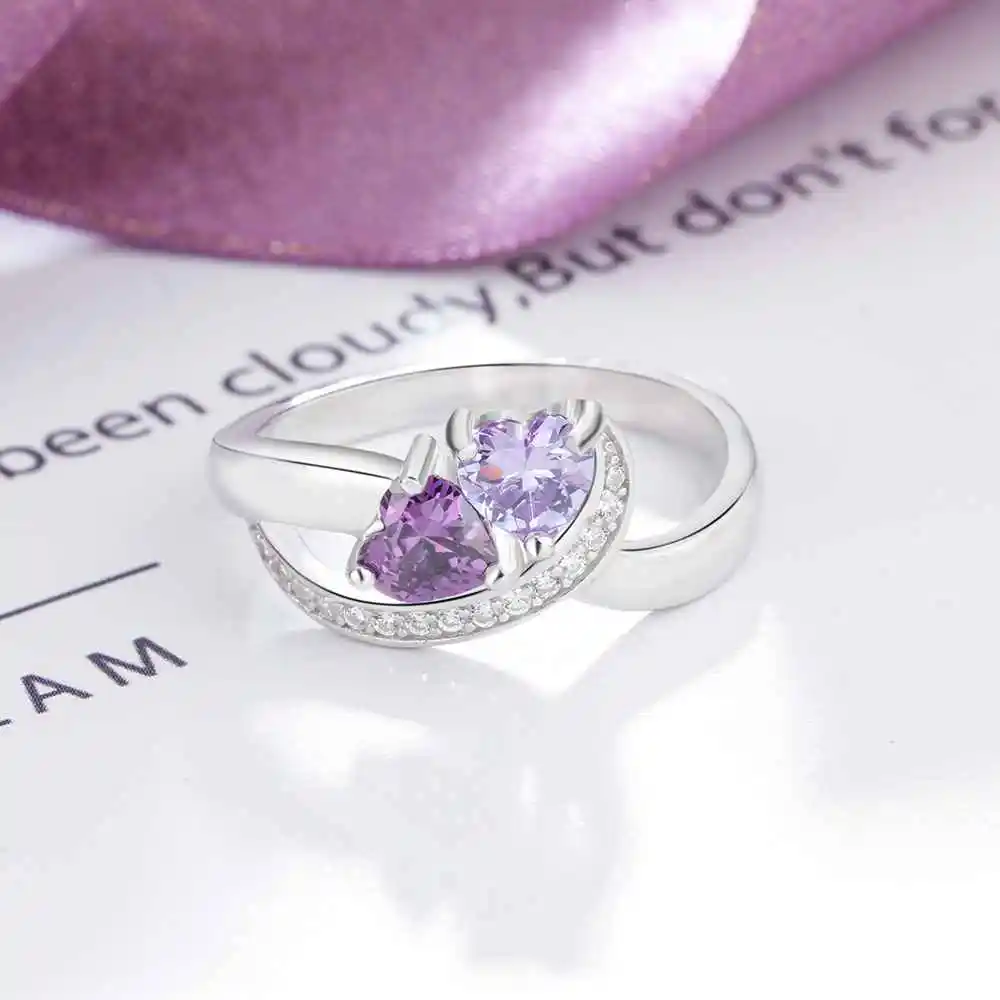 Персонализированные обещания кольцо камень-талисман в форме сердца на заказ выгравировать 2 названия 925 пробы серебряный юбилей подарок(JewelOra RI103268