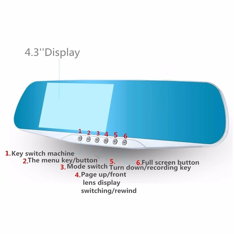  F8C 4.3inch 1080P HD Dual Lens G-sensor 170 Rear View Mirror Car DVR Parking Camera Recorder Dash C