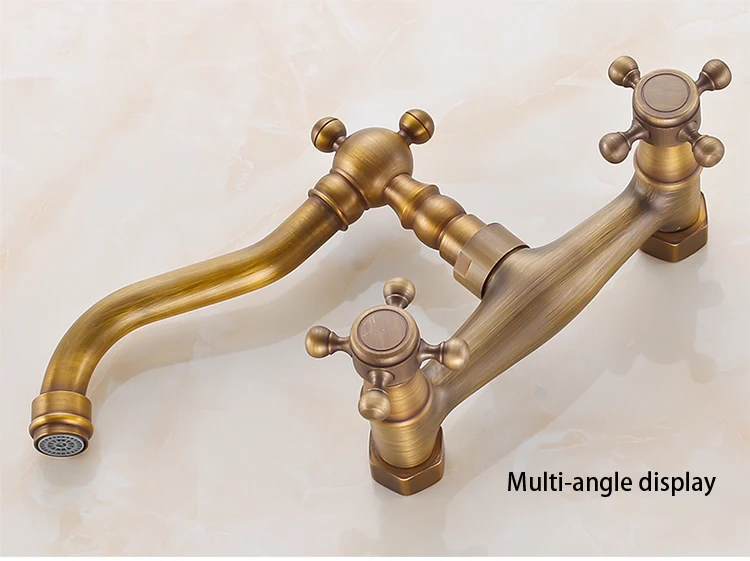 3 вида стилей античная латунь настенный двойной крест ручки поворотный носик кран и смеситель для кухонной раковины/ванная раковина смесители