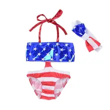 Для маленьких девочек Купальники для малышек Холтер звезды полосы печатных купальники пляжная одежда купальный детский купальник