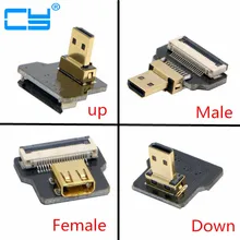 FPV Micro HDMI Type D Female-socket & male-Straight & male-Up & male-Down Angled 90 Degree Connector for FPV Photography