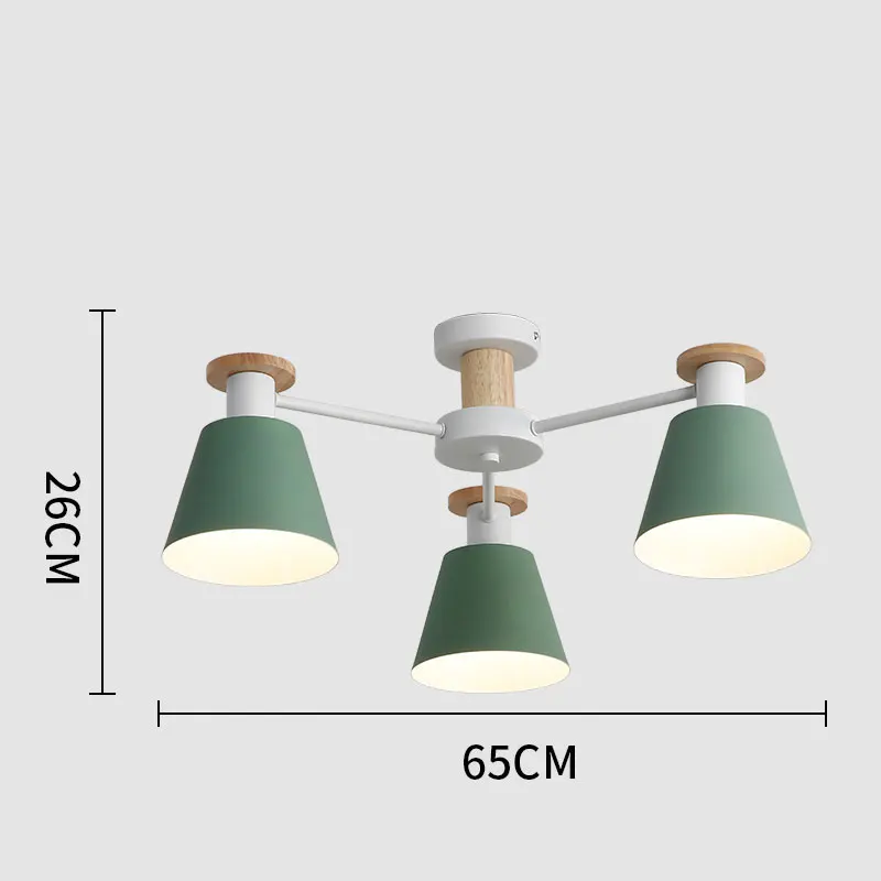 Деревянный Макарон романтичная люстра красочные современный простой Внутреннее освещение 3/6/8 в простом стиле для гостиной, спальни, лампа теплоты 0113 - Цвет абажура: green-3 head
