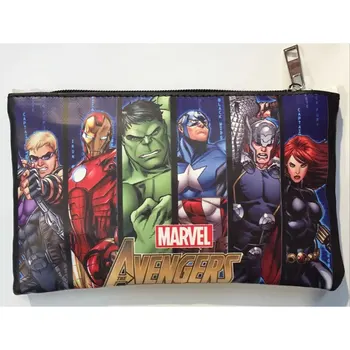 

Marvel Avengers Hero Pen Bags Wallets Anime Captain America Hulk Thor Iron-man Pencil Purse Leather Stationery Zipper Wallet