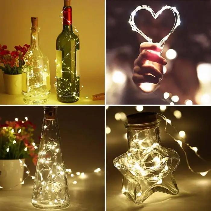 9 шт./лот 20 светодиодов 2 м полосы света Spark бутылки из пробки веревка лампа для Рождество для отдыха и вечеринок Декор-M25