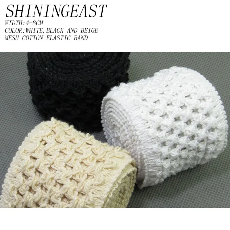 

5m/lot 4-8cm beige black white mesh cotton flat elastic band for decorative belt dress waist belt clothing diy accessories 1896