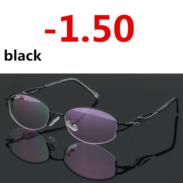 Fashion Sun Photochromic Myopia Eyeglasses Elegant Optical Women Finished Myopia Eyewear prescription Glasses Frame-1.0-4.0 - Цвет оправы: Black -1.50