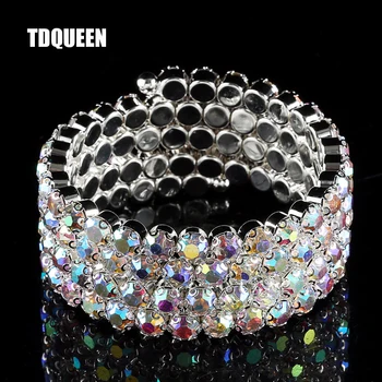 

TDQUEEN Bangles Womens Ladies Crystal Rhinestone Bangle 4 Rows Spiral Big Iridescent AB Stones Crystal Bangle Fashion Bracelets