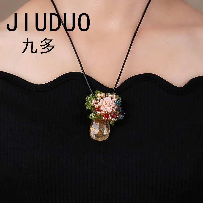

JIUDUO Hot Sale Vintage Brooches Elegant Design Big Size Brooch 100% natural amber Jewelry Brooches For Women
