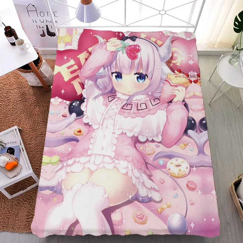 

Japan Anime sexy girl Miss Kobayashi's Dragon Maid Kanna Kamui milk fiber bed sheet & flannel blanket summer quilt 150x200cm
