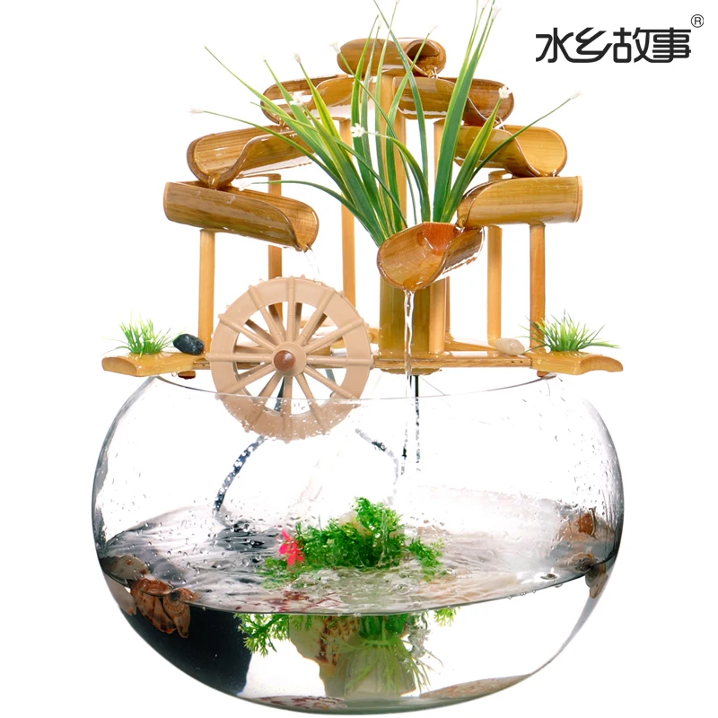 Bamboo Water Fountain story glass crafts creative living room feng shui