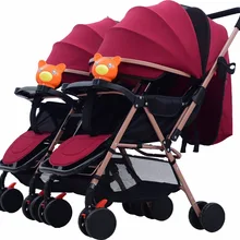 Двойная детская коляска Двусторонняя Съемная Складная ультра-светильник тележка двойная может сидеть детская коляска