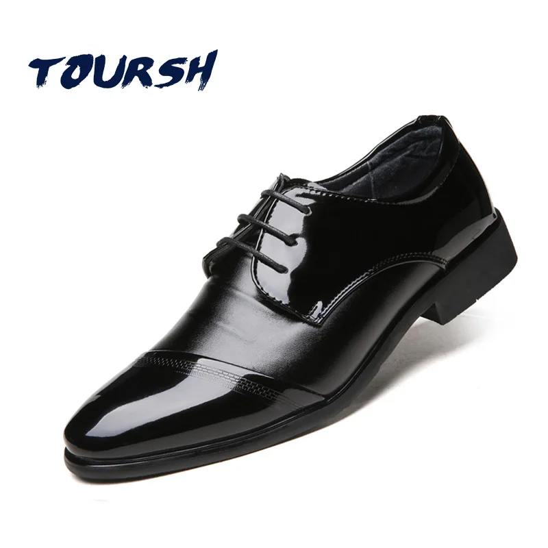 TOURSH Luxury Men'S Shoes Patent Leather Formal Oxford Shoes For Men
