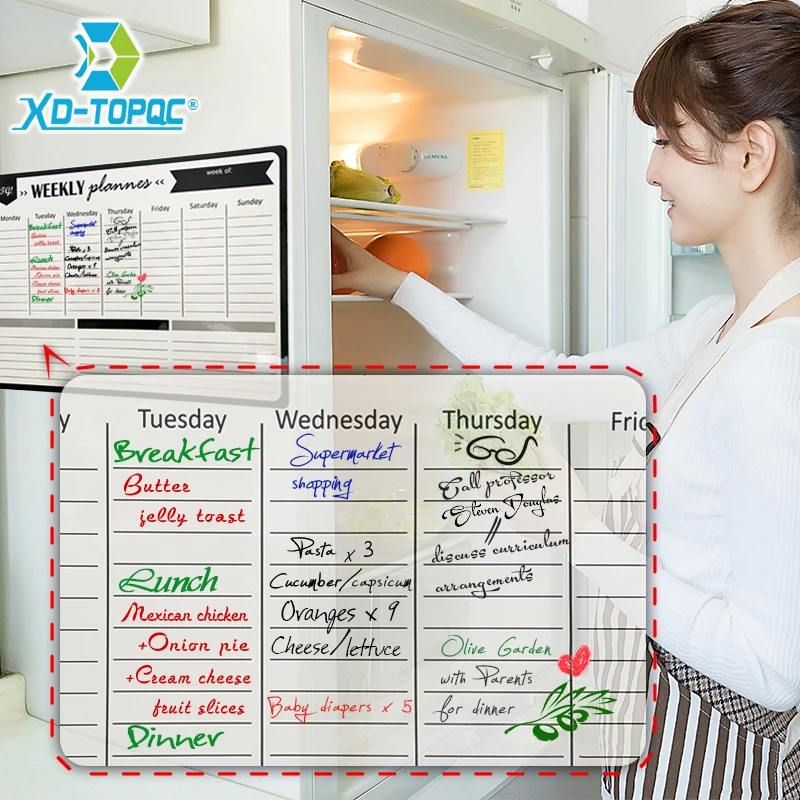 A3 Magnetic Weekly Planner Whiteboard Fridge Magnet 29.7*42cm Flexible Daily Message Drawing Refrigerator White Bulletin Board