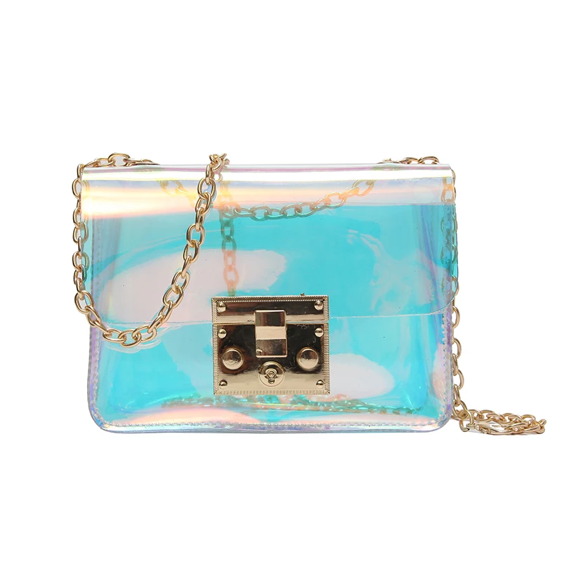 New Fashion Designer Mini Small Women Transparent Bag Clear PVC Laser Jelly Tote Shoulder ...