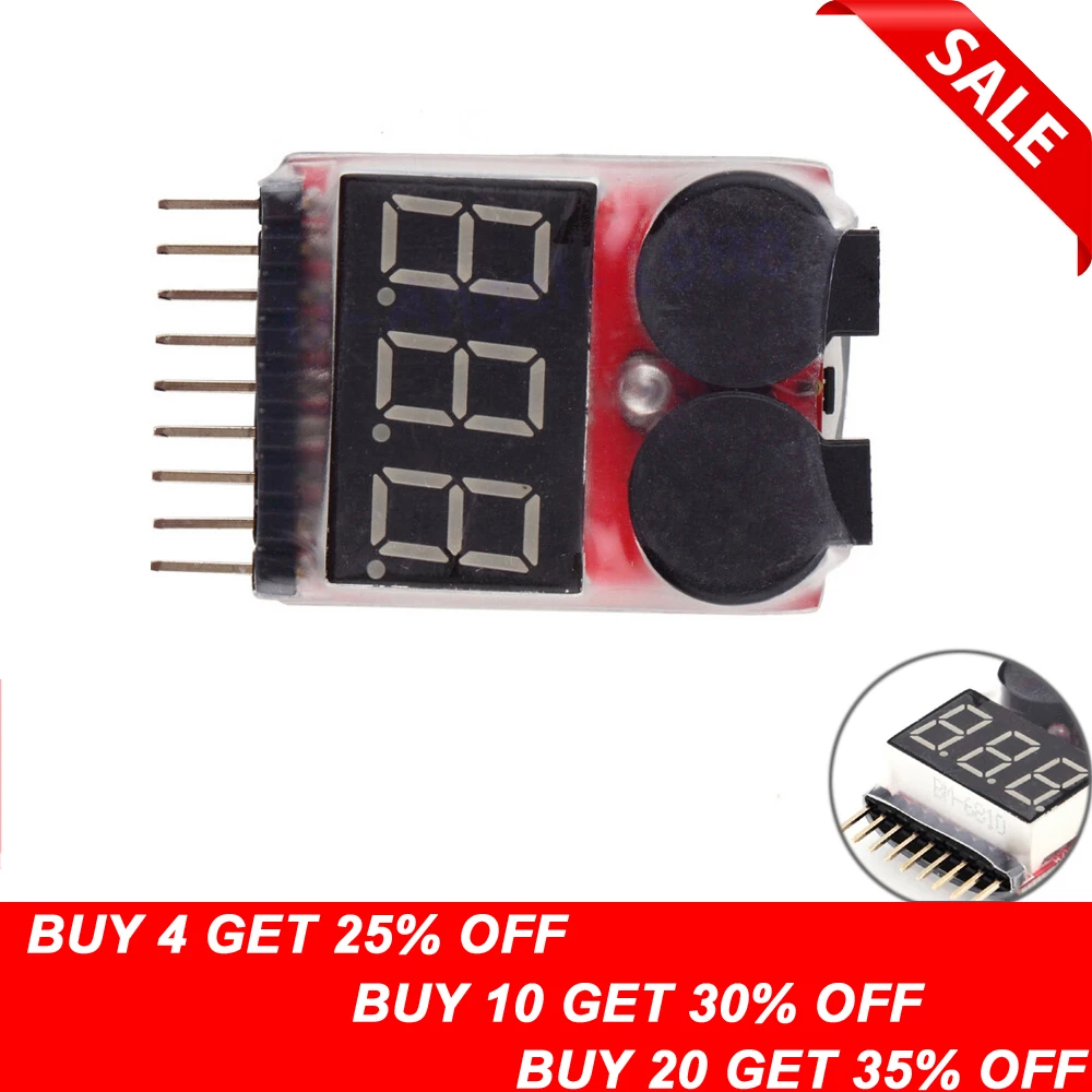 

1pcs Hot Sell1-8S LED Low Voltage Buzzer Alarm Lipo Voltage Indicator Checker Tester Wholesale free shipping