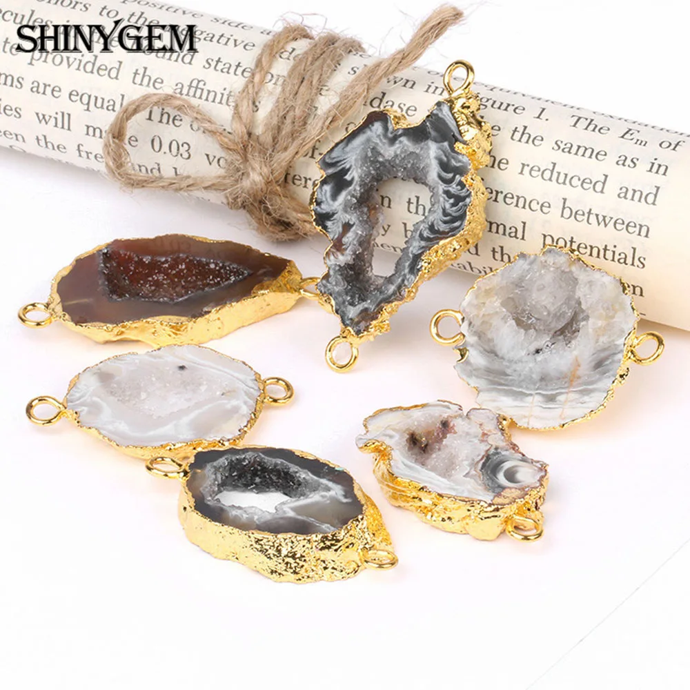 ShinyGem черная и коричневая подвеска-Агат позолота нерегулярные бразильские Агаты натуральный камень подвеска-Маятник для изготовления ювелирных изделий 1 шт