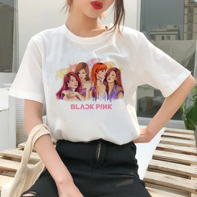 Blackpink Kill This Love Футболка Harajuku LISA JISOO JENNIE ROSE 90s мультяшная футболка женская модная футболка женская футболка Ullzang - Цвет: 4037
