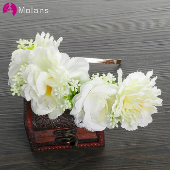 

MOLANS Lovely Berries Lace Flower Crown Elegant Handmade Fabric Women Flower Headband Bridal Headpiece Wedding Accessories