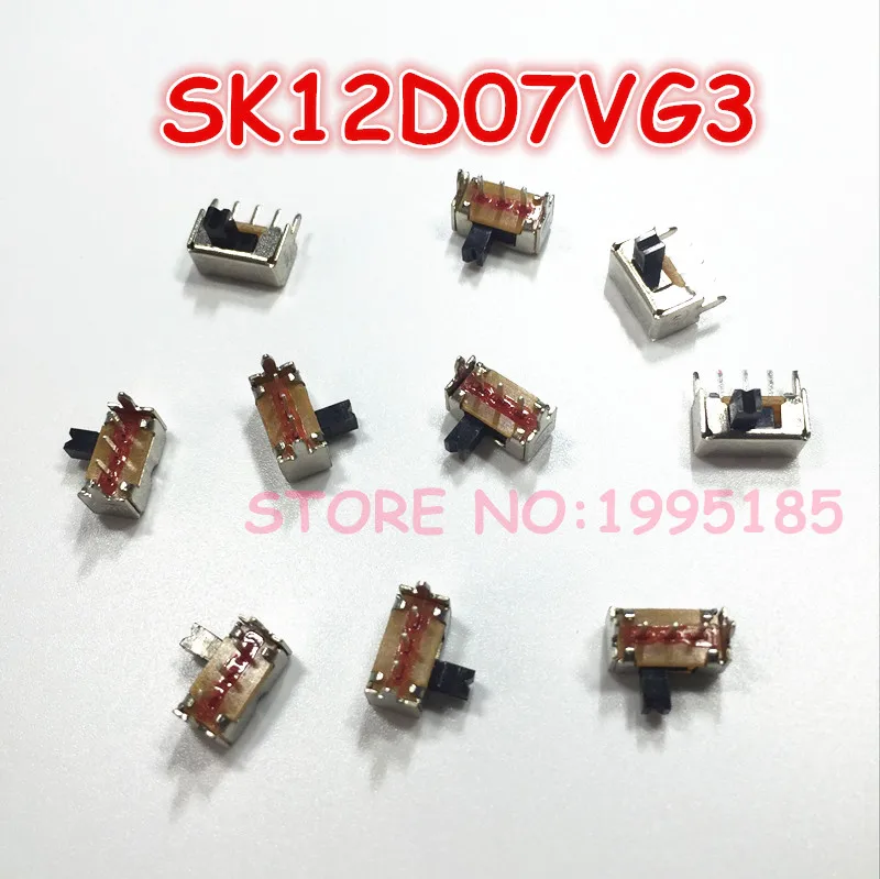 10 шт./лот 3 Pin PCB 2 Позиции 1P2T SPDT Миниатюрный скользящий переключатель Боковая ручка SK12D07VG3