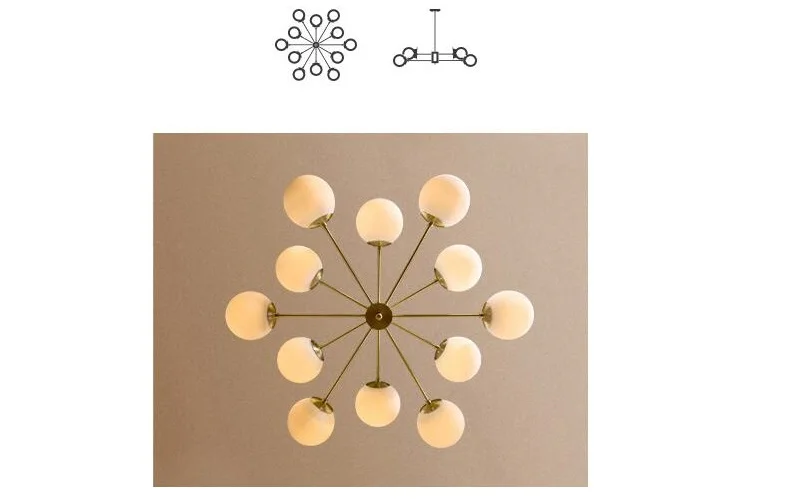 Bola de Vidro Pós-moderna Criativo Feijão Mágico Lustre Estilo Nórdico 11 Cheap Lustres