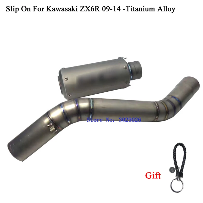 

ZX6R Full Titanium Slip On Full System For Kawasaki ZX 6R ZX-6R 2009 - 2014 Motorcycle Exhaust Muffler Set Escape with Link Pipe
