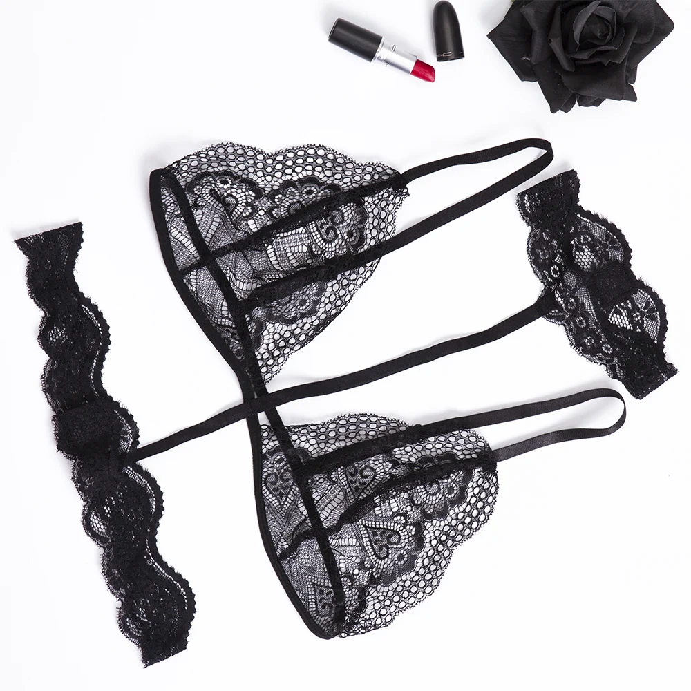 

Fashion Women's Lace Halter Bras Lingerie Hollow Out Intimates Crop Top Ladies Underwear Strappy bralette Gothic Strappy Bralet