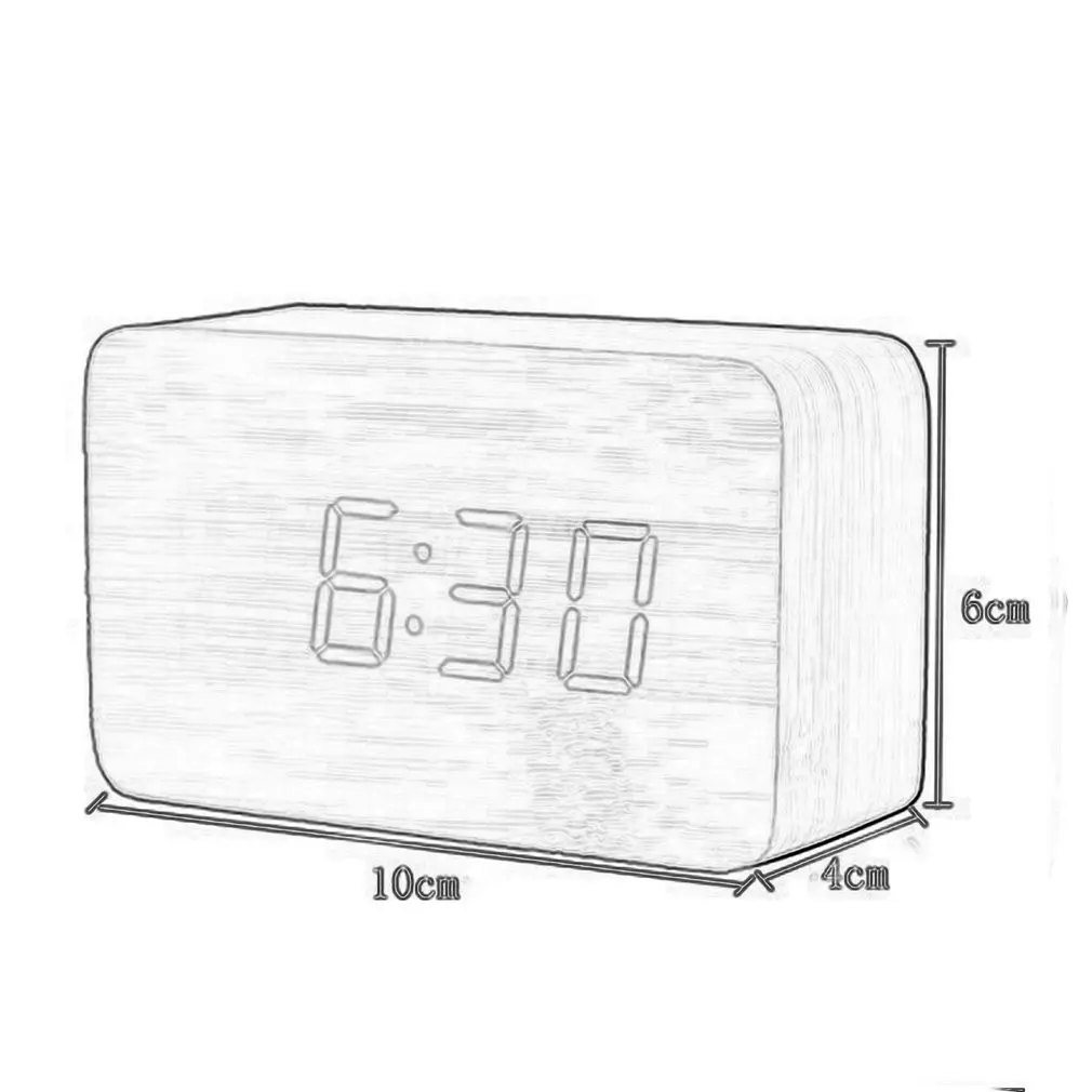 Квадратный деревянный светодиодный дисплей цифровые электронные часы-будильник с подсветкой контроль температуры время календаря Голосовое управление