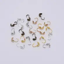 200 pçs 4mm ponta do grânulo concha clam grânulos de friso cove fechos gancho corda clipe de couro cabo tampas foldover conector para jóias diy
