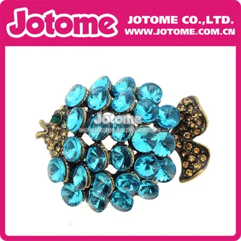 

100pcs/lot Blue Rhinestone Crystal Fish Pin Brooch Fashion Women Jewelry