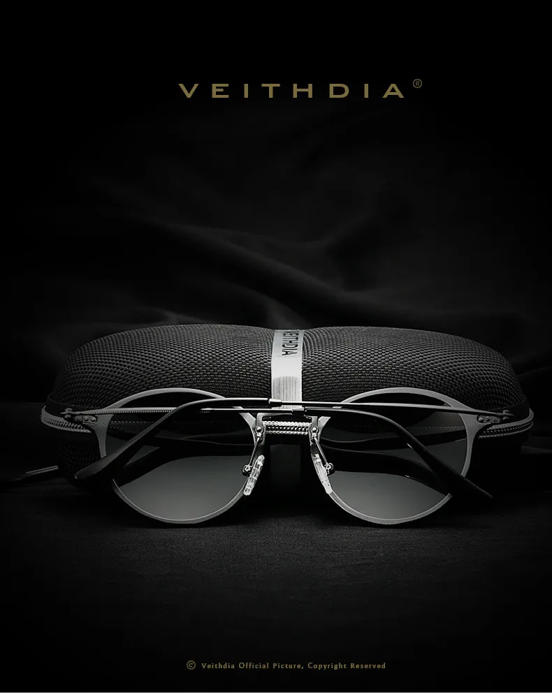 Новинка, брендовые дизайнерские модные солнцезащитные очки VEITHDIA, поляризованные зеркальные солнцезащитные очки, круглые мужские очки для мужчин/женщин 6358