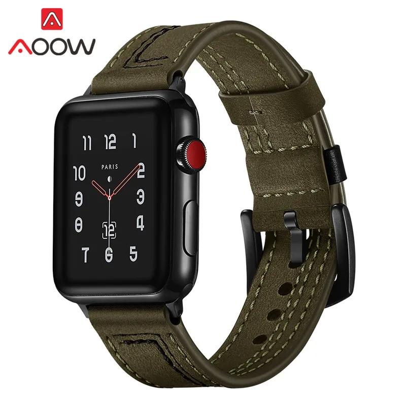 Ремешок для часов Crazy Horse из натуральной кожи Apple Watch 38 мм 42 40 44 линии сменный