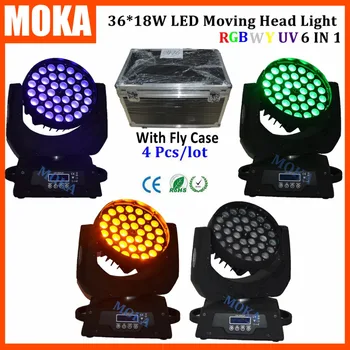 

4PCS/LOT 320w Led Moving Zoom Head Light With Free Flight Case 36*18w Wash Stage Disco Professional DMX Effect Light