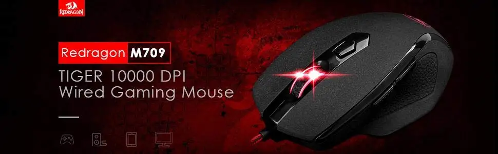 Redragon M709 Тигр 10000 dpi программируемая Проводная компьютерная игровая мышь с 7 кнопками для ноутбука ПК ноутбук компьютер MacBook