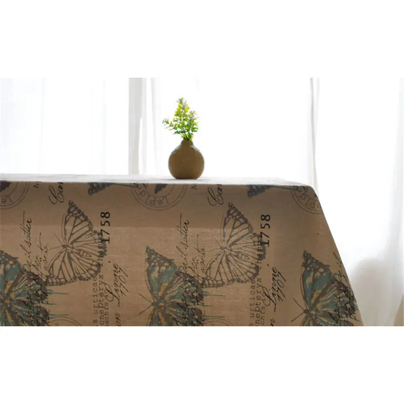 New Arrival Pastoral Butterfly Tablecloth Cotton Linen Dinner Table