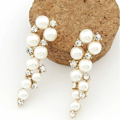 

Wholesale Jewelry European And American New Design Fashion Pearl Stud Earrings For Women 2015 Vintage Earing FreeShipping