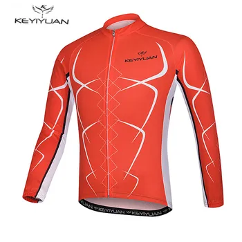 

2019 KEYIYUAN Orange Bike Long jersey Men Cycling clothing Spring Male MTB Ropa Ciclismo Wear Maillot Long Sleeve Shirts Team
