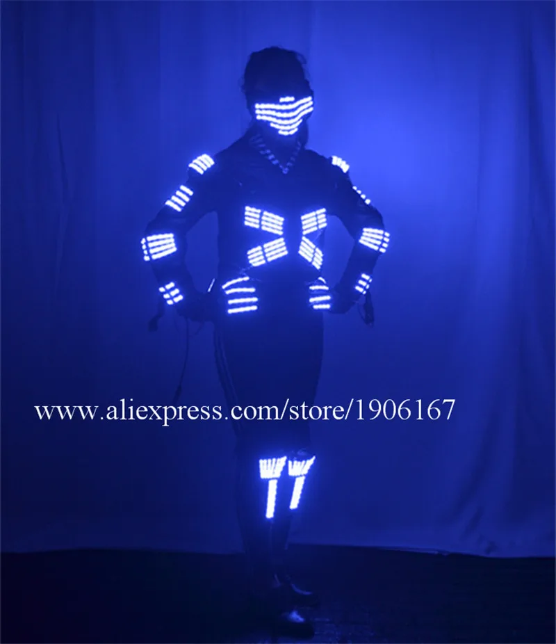 Fashion LED Armor Light Up Jackets Costume Glove Glasses Led Outfit Clothes Led Suit For LED Robot suits2