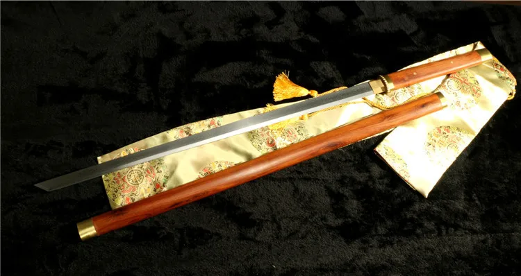 

42" SHARP Damascus FOLDED STEEL FULL TANG BLADE ROSEWOOD WAKIZASHI SWORD