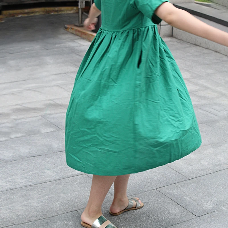 Плюс платье размера плюс 2XL женское зеленое индийское народное платье длиной до щиколотки с круглым вырезом со стандартной талией