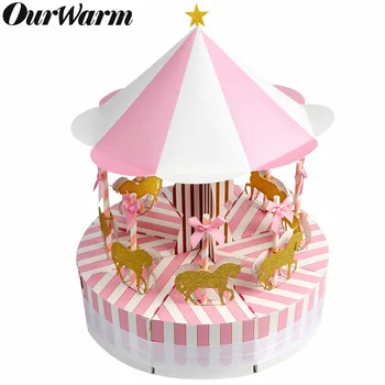 

OurWarm Carousel Gift Candy Bag Baby Shower Decorations Candy Boxes Kids Birthday Party Favors Gift Candy Box Party Supplies