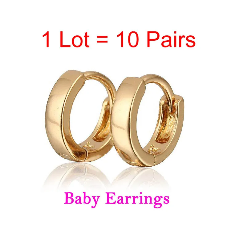 10 Pairs Kids Jewelry Gold Hoop Earrings For Baby Oorbellen Plated Brinco Ouro Boucle D'oreille Bebe Ohhringe Earings E1581