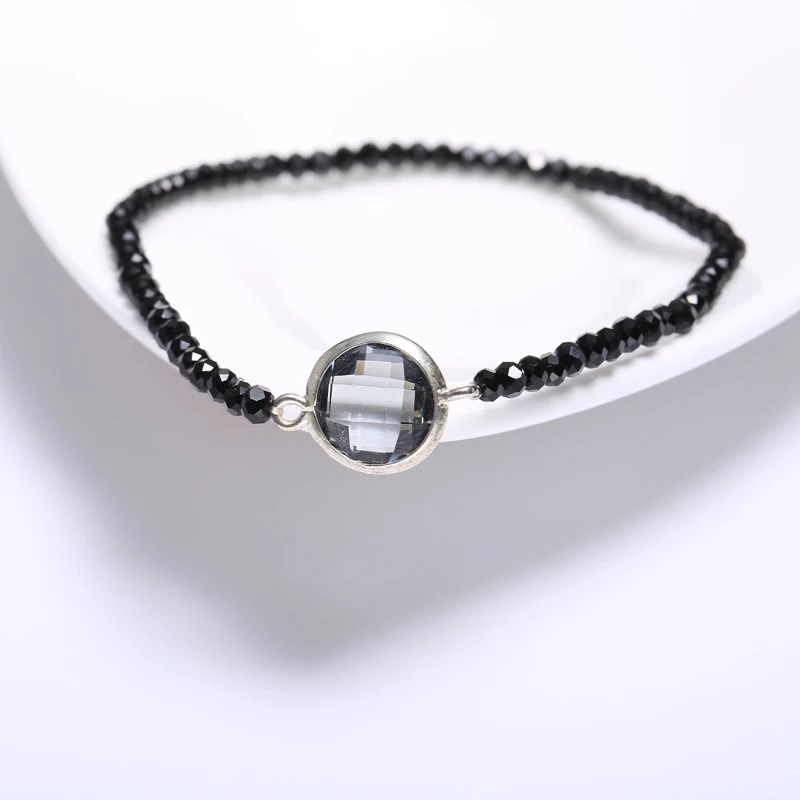 Grey Black Crystal Bracelet Best Holiday Bracelets for Girls, Summer Geometric Jewelry